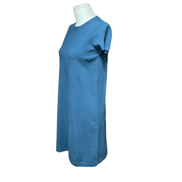 Theory Empire Prosecco Knit Short Sleeve Dress Blue Green Size Small - Picture 5 of 8